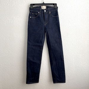 CQY Mid-Rise, Straight Jeans in Dark Wash